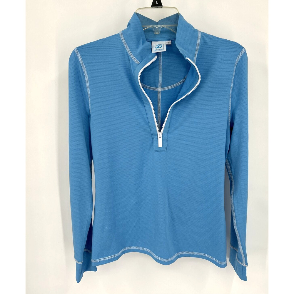 Beth Depass Long Sleeve Sports Golf Shirt Small Light Blue Collar 1/4 Zip